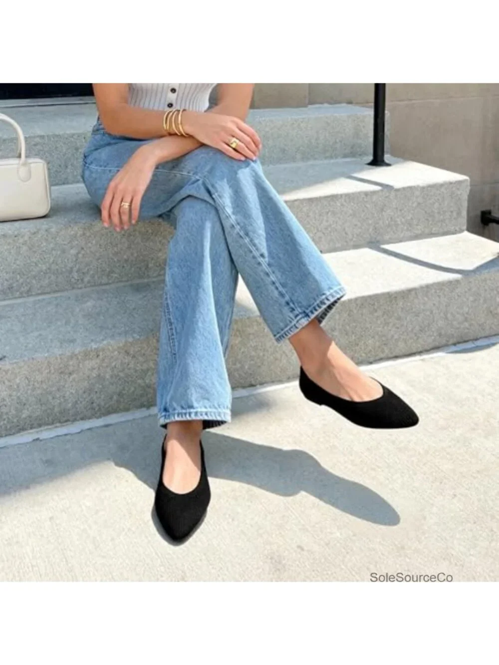 Women's Ballet Flats Pointed Toe Slip-On Knit Flexible Breathable Comfortable